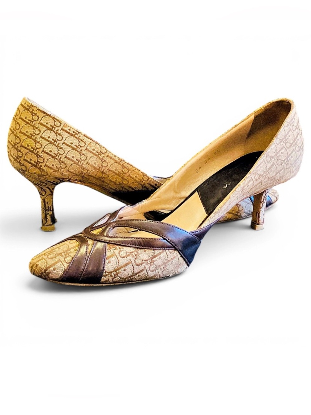 🛍️RARE Christian Dior Authentic Vintage Y2K Diorissimo Canvas & Leather Heels